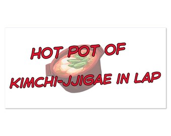 Funny Soup in Car Magnets | Uncovered Bowl of Kimchi Soup in Lap | 4" by 8 " Vinyl Magnet | Foodie | Soup Lover | Korean Food Lover