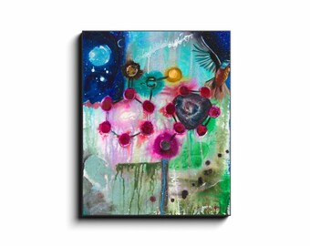 Cosmic Abstract Art | Ketamine Chemical Symbol Painting | Colorful Wall Decor | Therapist Art (see description for size details)