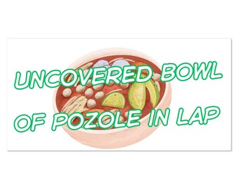 Soup in Car Magnets | Uncovered Bowl of Pozole in Lap | 4" by 8 " Vinyl Magnet | Mexican Foodie | Soup Lover