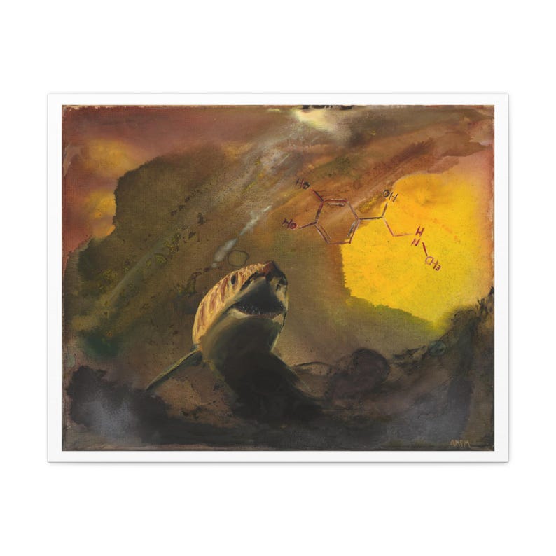 Canvas Art, Chemistry Science Adrenaline Shark Painting, Stretched