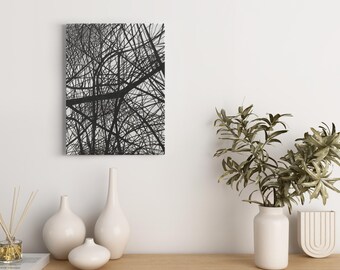 Abstract Winter Black & White Art Print #1| AMFM ARTWORKS | Winter Tree Canvas Print of Original Oil Painting (see description for sizes)