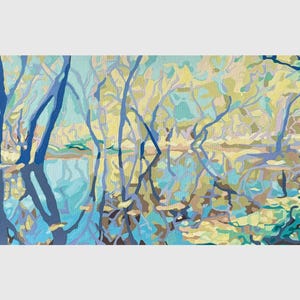Dipinto di paesaggio fluviale autunnale, arte autunnale colorata, dipinto del Minnesota, dipinto a olio del fiume MN, impressionismo astratto, arte originale "Prospettiva di papà"