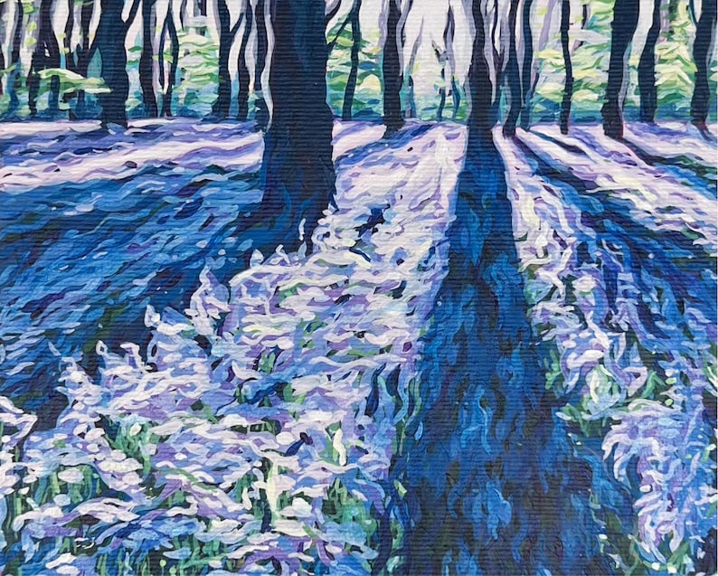 Bluebell Forest Art Print Bluebell Flowers Art Print Acrylic Painting ...