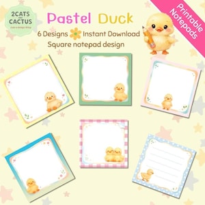 Duck Notepad Set, Pastel Watercolor Memo Pages (Digital Download)