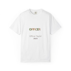 Officer Taylor Unisex Garment-Dyed T-shirt, Police Gift Shirt, Law Enforcement Tee, Cop Appreciation Top, First Responder Apparel, Thin Blue