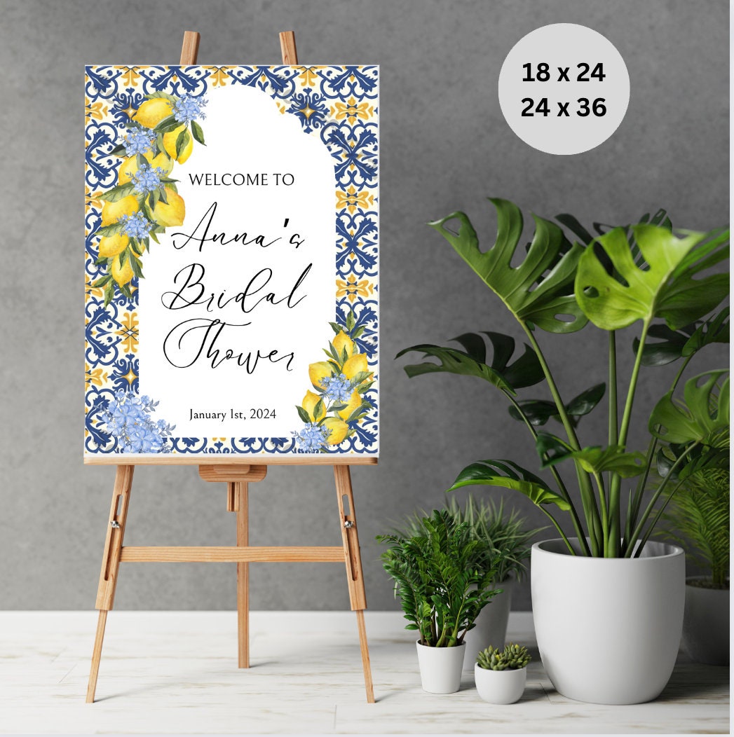 Amalfi Coast Bridal Shower Welcome Sign- 18x24 and 24x36 Size - Etsy