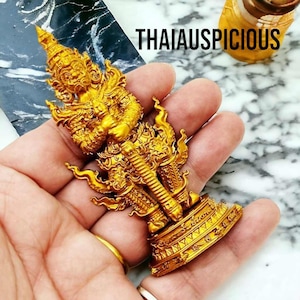 Tao Wessuwan , Gold Statue  Thai Amulet Gold4 inches high  Worship to enhance luck Wat Chulamanee Talisman