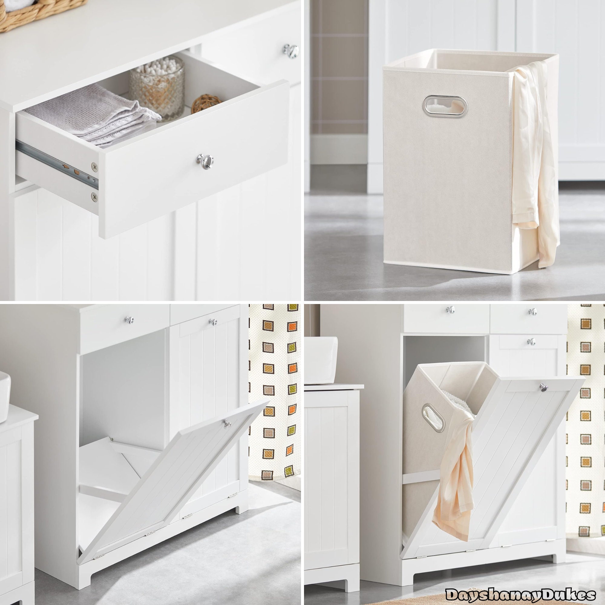 Tiltout Laundry Hamper, White Bathroom Laundry With Two