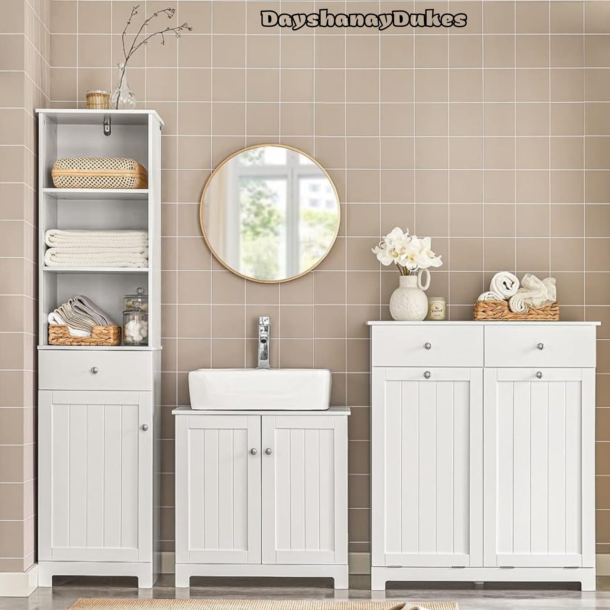 Tiltout Laundry Hamper, White Bathroom Laundry With Two