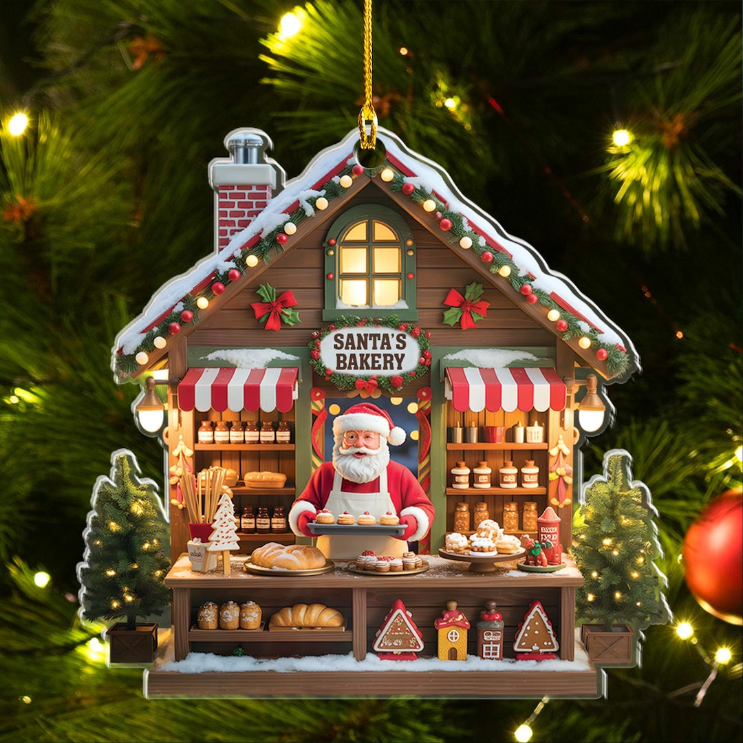 Mini Santa’s Bakery Christmas Ornament,2d Glat Rustic Bread Shop Tree ...