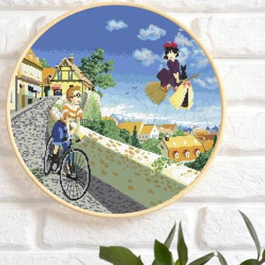 Padrão de Ponto Cruz da Paisagem do Anime "Kiki's Day Out" (PDF, Pattern Keeper)