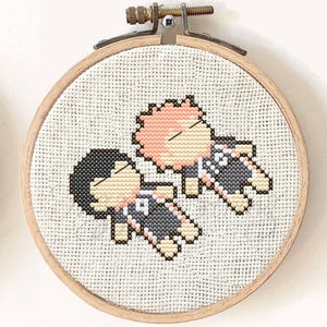 Chibi Kageyama & Hinata Cross Stitch Pattern: Haikyuu anime embroidery (PDF Downloadable Pattern Keeper Included)