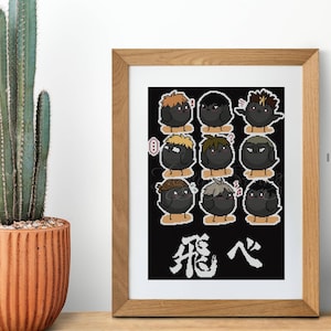 Patrón de punto de cruz de Haikyuu Chibi Crows: bordado de anime de voleibol (paquete de patrones descargable en PDF incluido)