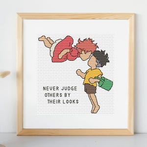 Motivational Ponyo Mini Cross Stitch Pattern (PDF, Pattern Keeper)