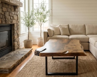 Live Edge Rustic Coffee Table | Natural Reclaimed Wood Handcrafted Farmhouse Side End Table