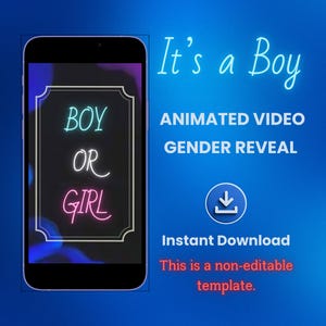 It&#39;s a Boy, Boy Digital Gender Reveal Video, Pregnancy Boy Announcement Video, Gender Announcement Video, boy or girl, Guess gender,