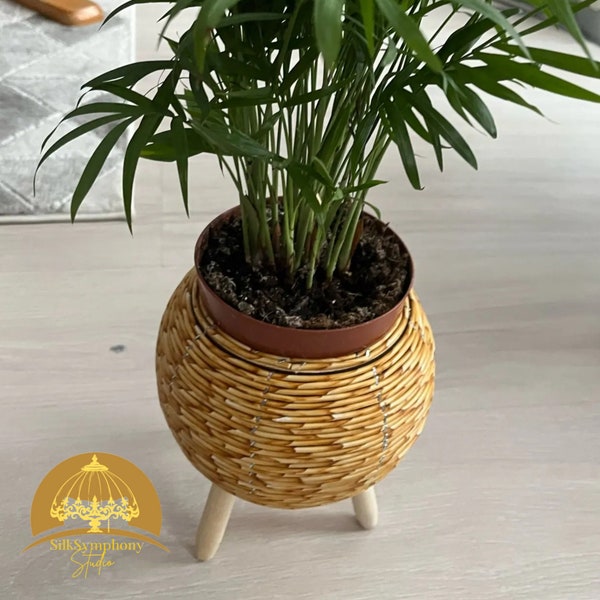 Small Rattan Decorative  Vase, Living Room Flower Arrangement, Decorative Wicker Vase, Creative Multipurpose Rattan Planter