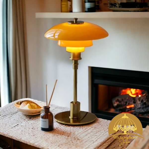 Scandinavian Glass Table Lamp, Modern Living Room Desk Lamp, Nightstand Desk Light, Mushroom Decor Night Light, Nordic Bedside Table Lamp