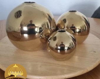 Gold Ball Plating Ceramic Vase Set Of 3, Living Room Flower Arrangement, Decorative Bud Vase, Creative Multipurpose Boho Flower Pot