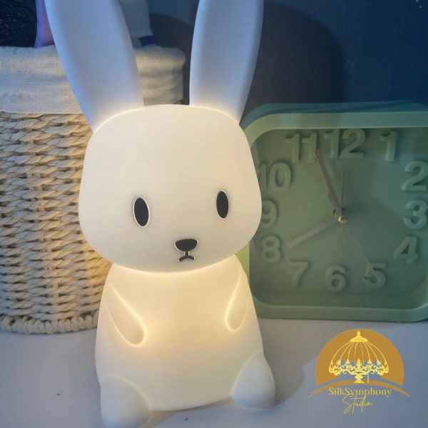 Veilleuse en silicone en forme de lapin, lampe de bureau multicolore moderne, jolie lampe de chevet, veilleuse pour bébé, décoration de chambre bohème