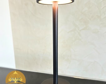 Flat Bedside Table Lamp, Led Rechargeable Room Light, Aluminum Led Dinner Cordless Table Lamp, Modern Desk Lamp