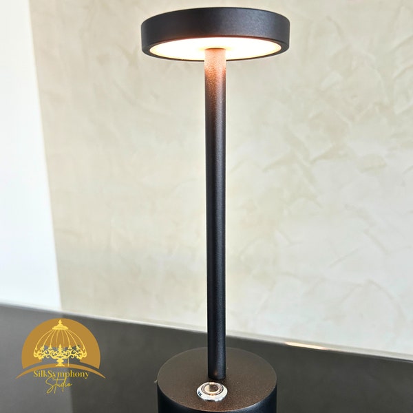 Flat Bedside Table Lamp, Led Rechargeable Room Light, Aluminum Led Dinner Cordless Table Lamp, Modern Desk Lamp