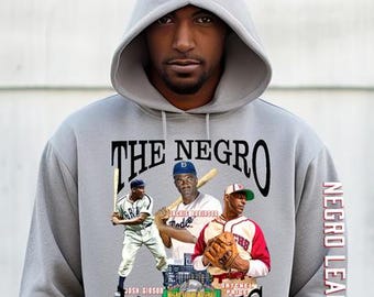 NEGR0 LE@GUES Classic Gray Hoodie Baseball Black Athletes JUneteenth Black History Month