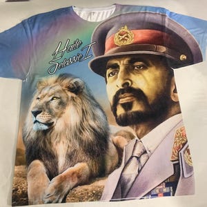 HAILE SELASSIE Shirt with the Conquering Lion His Imperial Majesty Rasta Selassie I Jamaica Africa Ethiopia Black History Month