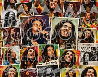 B0B M@rley PNG Digital Download Super collage Rasta Reggae Black History Christmas Gifts Jamaica Flag