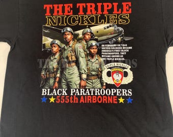 Maglietta nera dei Tuskegee Airmen The Triple Nickles Eroi neri Mese della storia dei neri