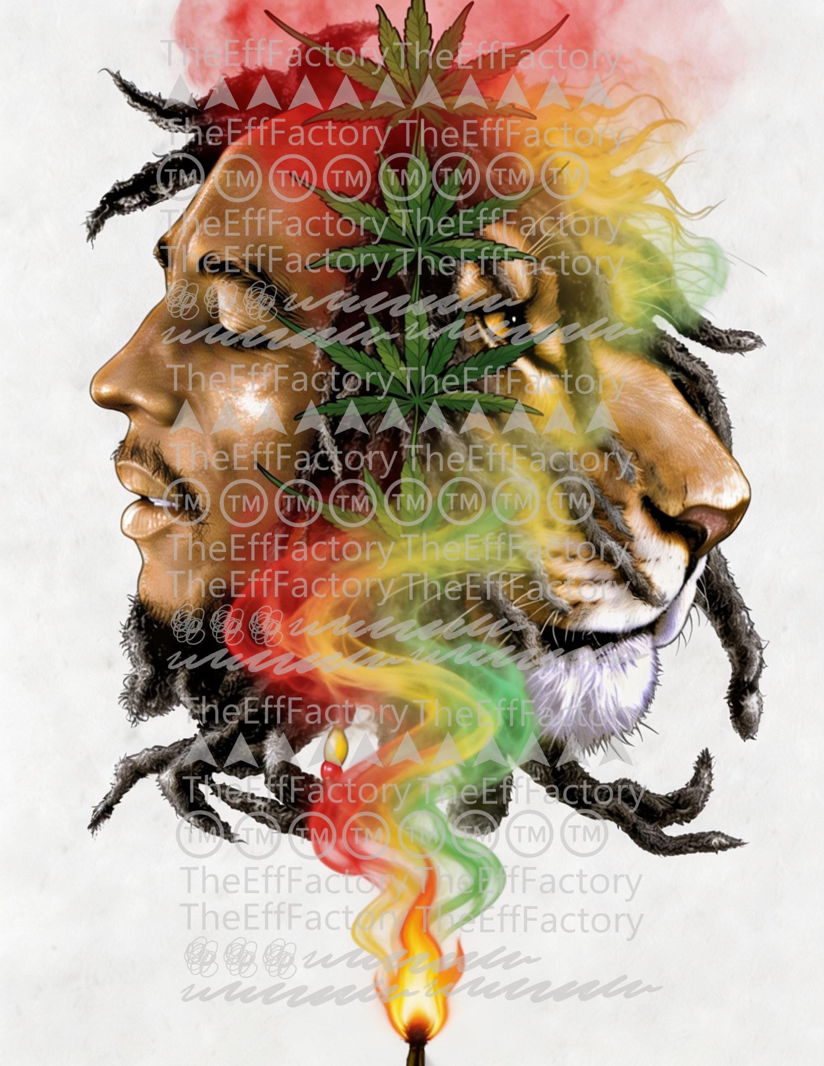 Smoking Lion Print