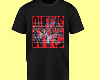 Black Graphic Tee QUEENS New York City Red Black, Green Logo Bronx Manhattan  Staten Island Harlem Uptown Boogie Down Hip Hop 2
