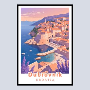Dubrovnik Framed Poster, Croatia Travel Print, Coastal City Art, Europe Wall Decor, Vacation Gift, Souvenir Artwork, Living Room Wall Art