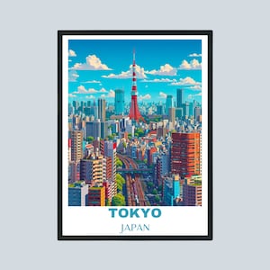 Impresión de póster de viaje de Tokio, arte mural de Japón, impresión de póster de viaje de Tokio, arte de Tokio, póster de viaje de Japón, regalo de viaje