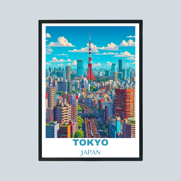 Tokyo Poster Travel Print, Japan Wall Art, Tokyo Travel Poster Print, Tokyo Art, Japan Travel Poster, Travel Gift