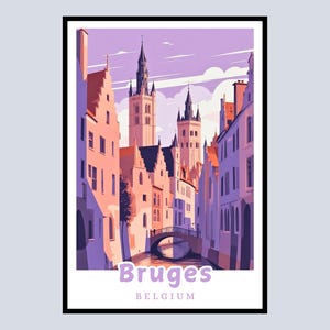 Bruges Framed Poster, Belgium Travel Art, Cityscape Print, European Travel, Travel Gifts, Home Decor, Wall Art, Bruges Souvenir
