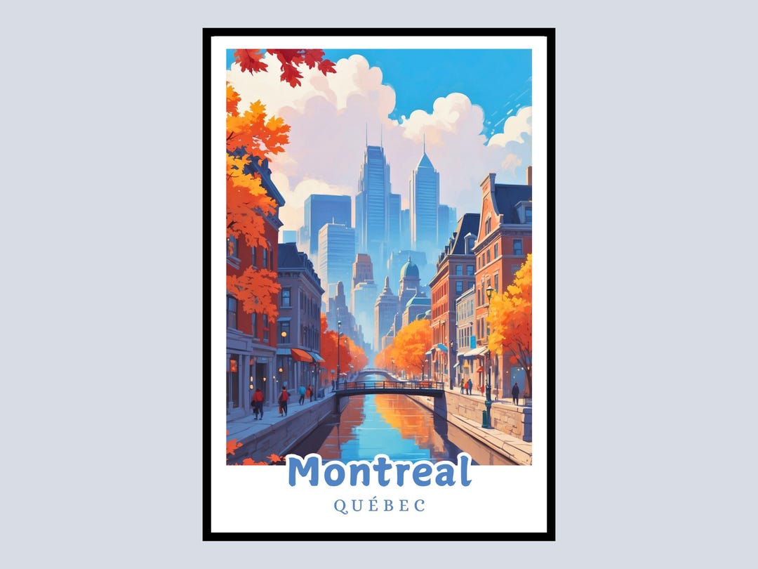Montreal Framed Poster, Quebec Art Print, Canada Travel Gift, Cityscape ...