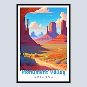 Monument Valley Framed Poster, Arizona Art Print, Travel Gift, Southwest Scenery, Desert Landscape, Wall Decor, Home Decor, Art for Living