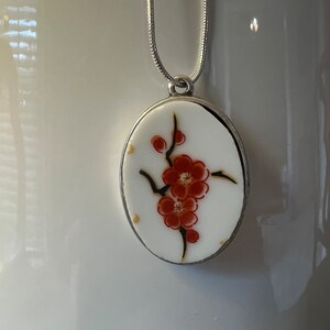 Broken china jewelry, Kyoto by Montgomery Ward vintage china, pendant necklace image 5