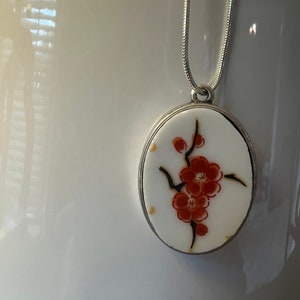 Broken china jewelry, Kyoto by Montgomery Ward vintage china, pendant necklace image 6