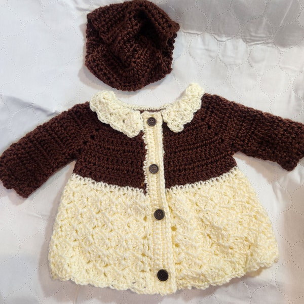 Handmade Baby Sweater with Matching Headwrap