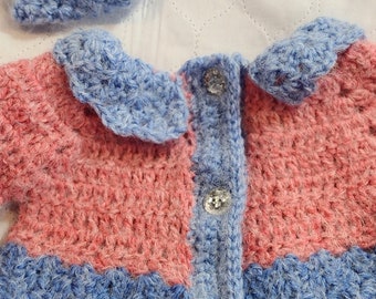 Handmade Baby Sweater with Matching Headwrap