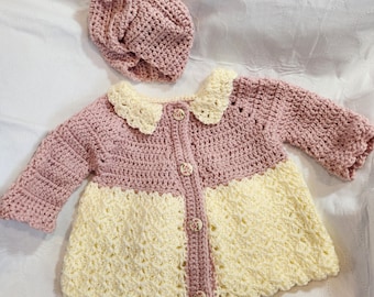 Handmade Baby Sweater with Matching Headwrap