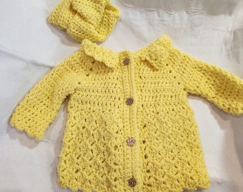 Handmade Baby Sweater with Matching Headwrap