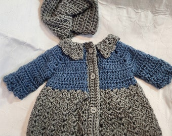 Handmade Baby Sweater with matching Headwrap