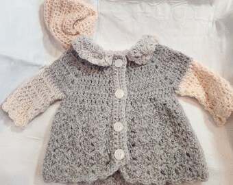 Handmade Baby Sweater with Matching Headwrap