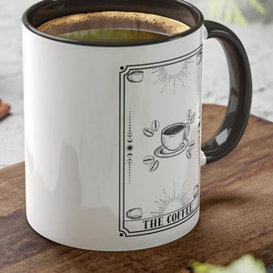 Caneca de presente de carta de tarô de café colorido | Presente de café para astrólogo | Caneca de presente de amantes de café gótico de cartão de numerologia | Xícara de café mística