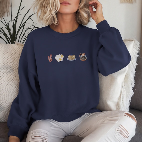 Breakfast Minimalist Sweatshirt | Bacon Eggs Pancakes Coffee Sweater | Cute Cozy Food Shirt | Simple Brunch Sweat Shirt