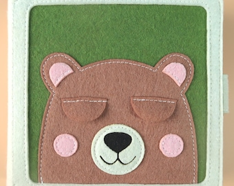Personalized Handmade Mini Quiet Book, Brown Bear Book, Educational Baby Book, Montessori Activities, Sensory Busy Book, Motor Skills Play