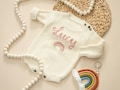 Infant Baby Personalized Hand Embroidered Knit Sweater Romper, Newborn Home Coming Custom Romper, Newborn Embroidered Name Baptism Sweater product logo